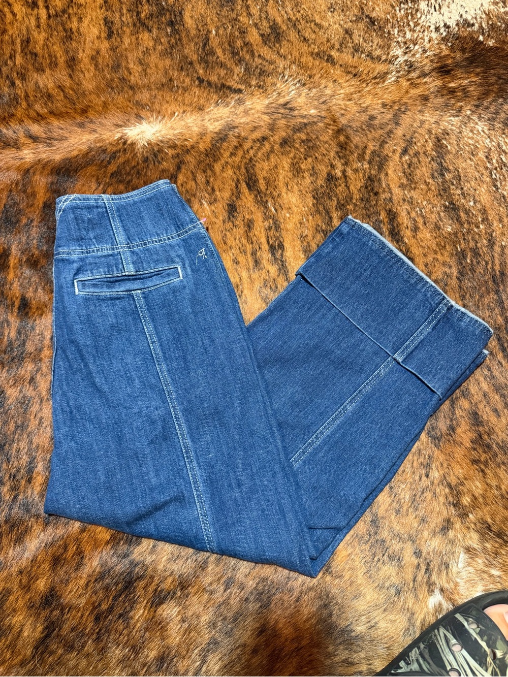 Pilcro Seamed High-Rise Flare Blue Jeans Denim Womens 27X25 Triple Button-Fly - Picture 8 of 8